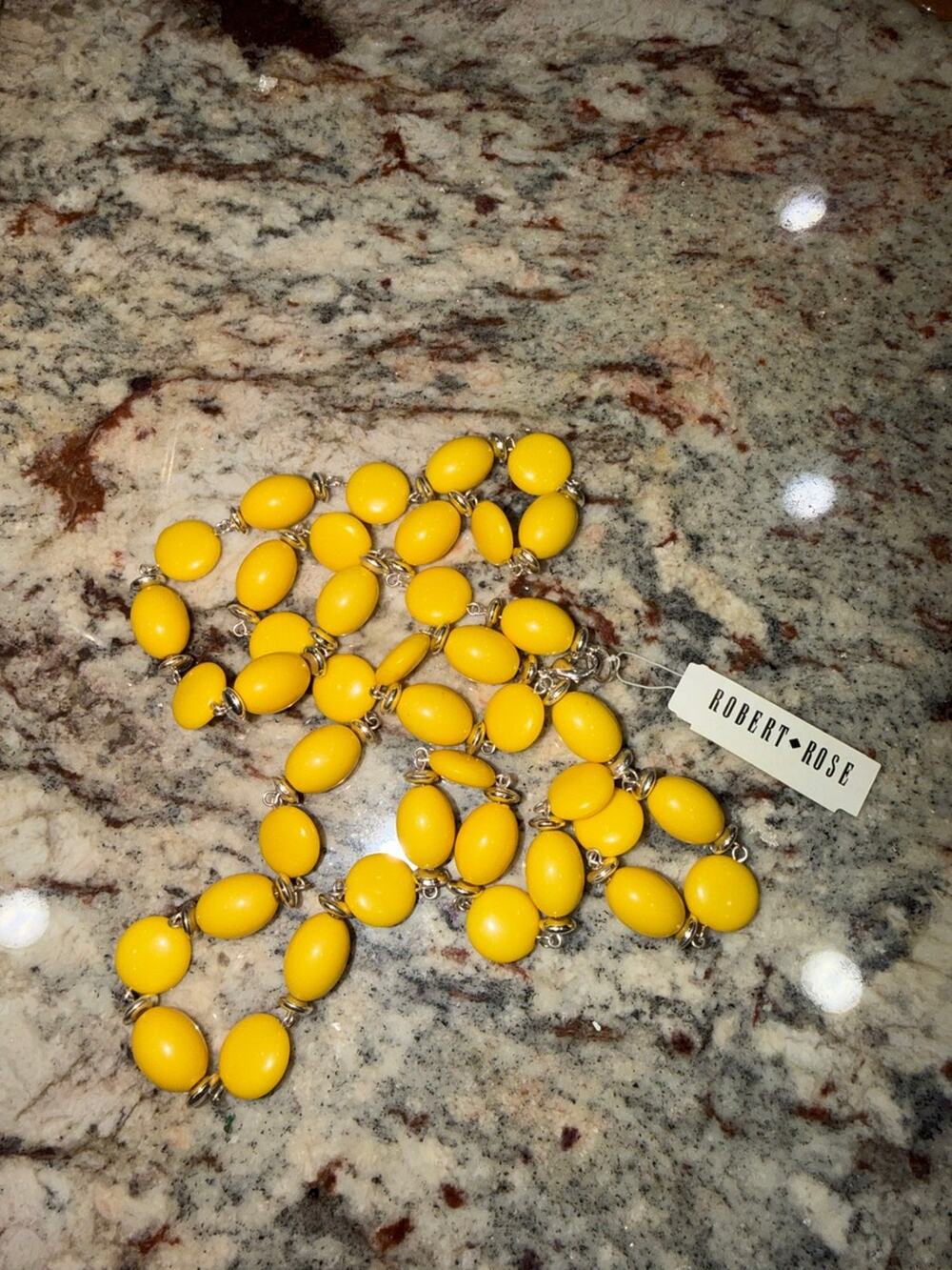 Robert Rose Yellow Beaded Necklace